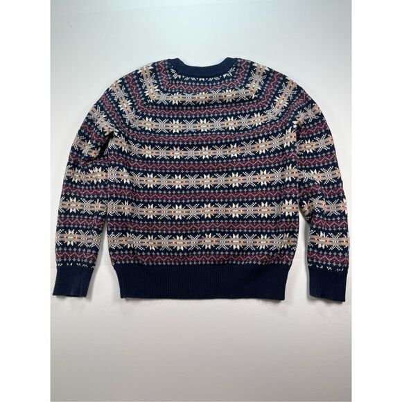 J. Crew Crewcuts Stratton NavyMaroon Fair Isle Crew Neck Sweater Boy Size 10 EUC - Picture 6 of 6